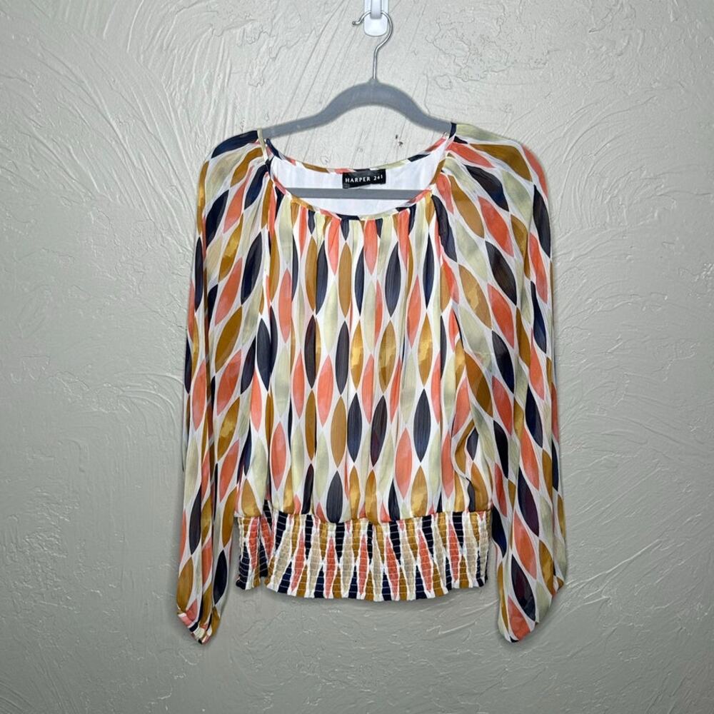 Harper 241 XL Boho Smocked Waist Blouse Multicolor